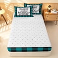 thumbnail image 4 of Erosebridal Happy Camping Camper Zipper Full Size Comforter Sets with Fitted Sheet and 2 Pillowcases, Black Teal Plaid Zipper Bedding Set, Reversible, 4 of 7