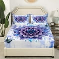 thumbnail image 3 of Watercolor Mandala Bed Sheets Set Chic Flower Floral King Sheet Set for Girls Women,Watercolor Oil Painting Sheets Ombre Gradient Bed Set,Navy Blue Flat Sheet, 3 of 6