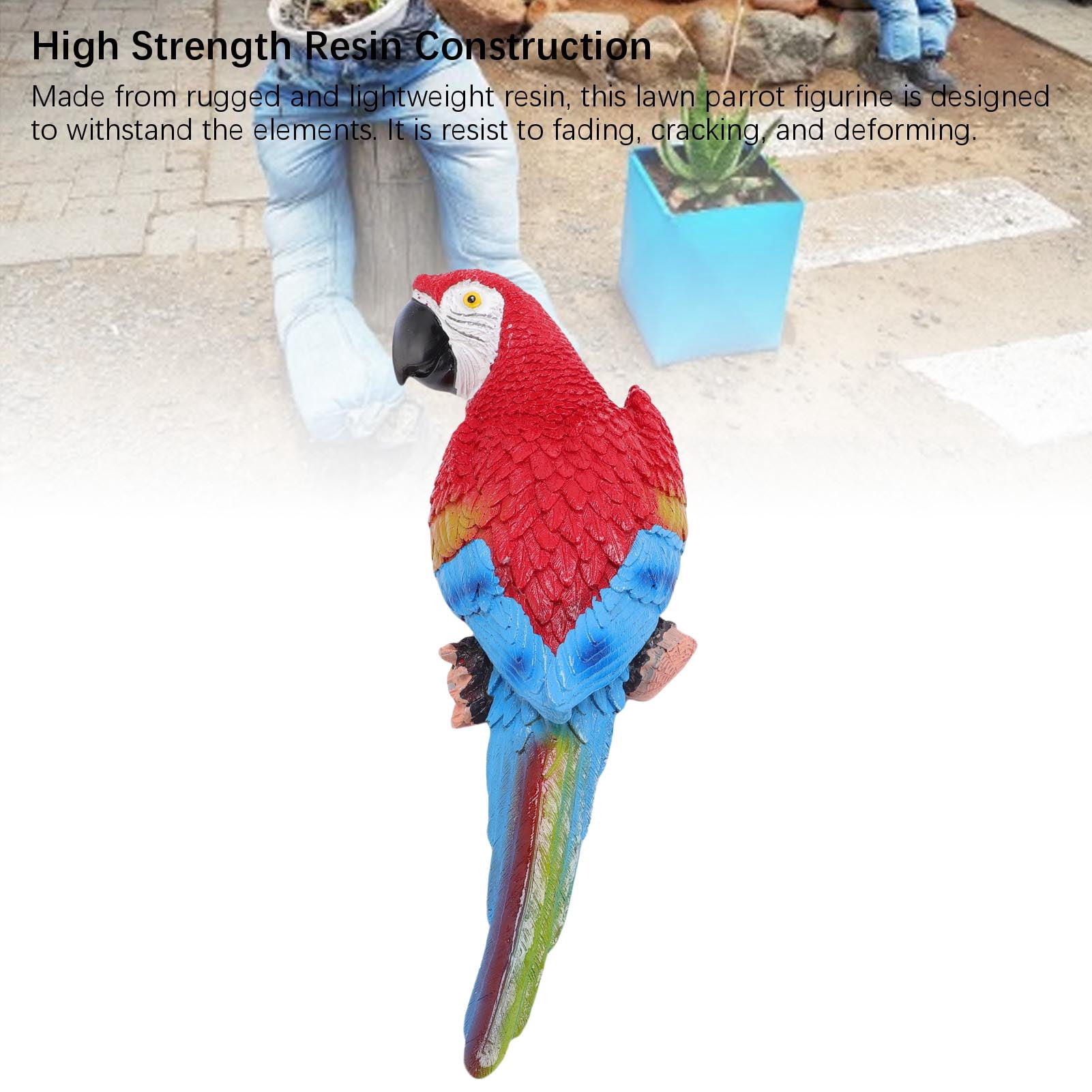 NFTIGB Realistic Hanging Parrot Wall Decoration Flat Back High Strength Resin Statue Figurine for Outdoor Lawn Garden Patio Decor, Right Side Red, 13.78 inches / 35.0 cm
