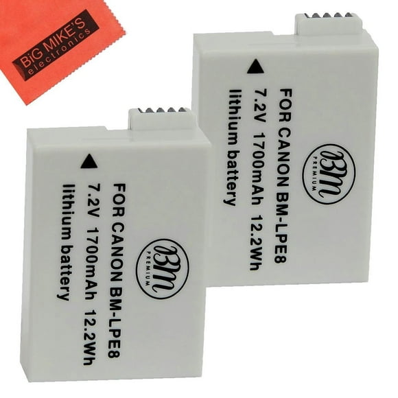 BM Premium 2-Pack of LP-E8 Batteries for Canon EOS Rebel T2i, T3i, T4i, T5i, EOS 550D, EOS 600D, EOS 650D, EOS 700D DSLR Digital Camera