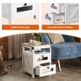thumbnail image 5 of GALAXHERO Nightstand with Charging Station, Farmhouse End Table, Bed Side Table with 2 Storage Drawers and Open Shelf, Wood Rustic Nightstands for Bedroom, White and Greige, 5 of 7