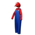 thumbnail image 3 of Youpwaven K'i'ds Plumber Brother Costume, Video Game Inspired Cosplay Outfit, Halloween Party Performance Suit with Overalls, Hat, Gloves and Moustache Size 3-14, 3 of 11