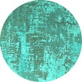 thumbnail image 1 of Ahgly Company Machine Washable Indoor Round Oriental Turquoise Blue Industrial Area Rugs, 5' Round, 1 of 4