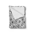 thumbnail image 2 of Floral Vintage Soft Flannel Fleece Throw Blanket, Cartoon Style Group of Various Flowers Petals Illustration, Cozy Plush for Indoor and Outdoor Use, 70" x 90", Charcoal Grey and White, by Ambesonne, 2 of 5