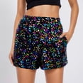 thumbnail image 2 of Glisme Shorts for Women Sequin Embroidery Elastic Waist with Pockets Summer Soft Women Shorts Size L, 2 of 5