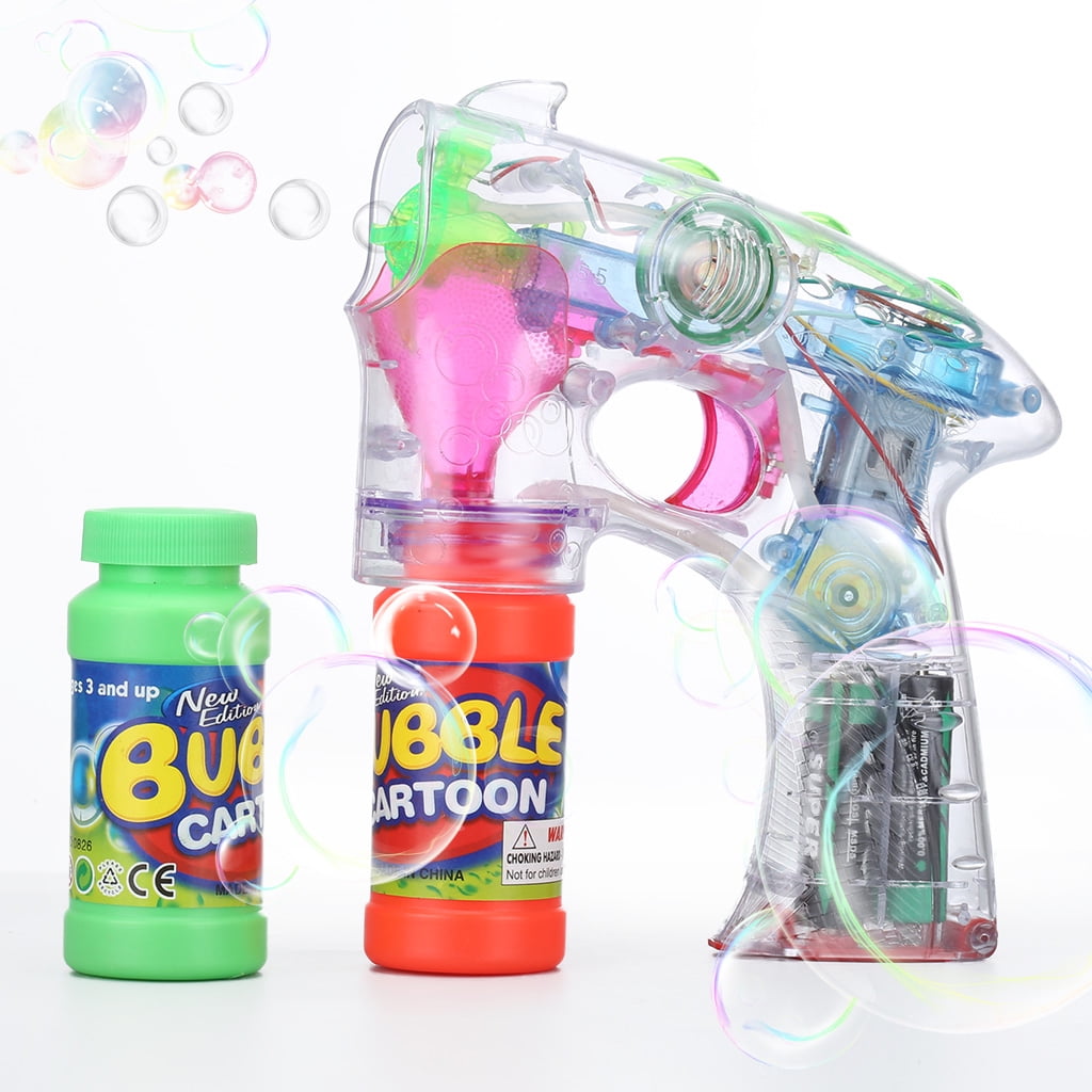 Shinehalo Transparent Bubble Gun Shooter Light Up&Flashing Blower