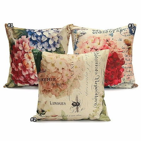 Vintage Flower/Vase Pillow Cushion Cover 18''x18'' Cotton Linen PillowCase Standard Decorative Back Waist Pillowslip Pillow Protector Cover Case for Sofa Couch Chair Car