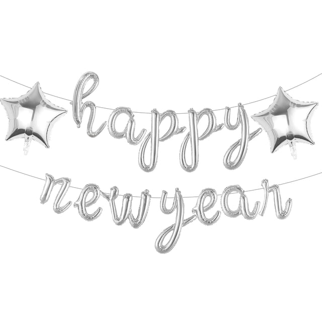 Globos Aikitub Feliz Año Nuevo Plata 40 cm Letra Script