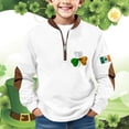thumbnail image 2 of Ruyang Boys St Patricks Day Sweatshirts Half Zipper Ribbed Cuffs Pullover Sweatshirts Tops Shamrock Printed Teens Long Sleeve Hoodie, 2 of 5