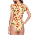 thumbnail image 3 of Uemuo Scandinavian Alphabet2 Pattern Women's One Piece Short Sleeve Swimsuit Rash Guard Surfing Modest Quick-drying Swimsuit Beach Essentials-Medium, 3 of 9
