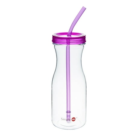 Tritan Water Bottle With Straw by Simple HH: BPA Free Cold Drink | Water Container | Dishwasher-Safe Tumbler | Extra Wide Mouth w/ Easy Twist Lid | 33oz |