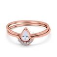 thumbnail image 2 of Rose Tone, Simulated Cubic Zirconia Size-8 Teardrop Ring Band Set Pear 925 Sterling Silver, 2 of 7