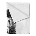 thumbnail image 2 of Indie Soft Flannel Fleece Throw Blanket, Hand Drawn Dressed up Walrus Animal Long Teeth Smoking Antromorphic Sketch Art, Cozy Plush for Indoor and Outdoor Use, 70" x 90", White Black, by Ambesonne, 2 of 5