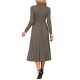thumbnail image 3 of INSPIRE CHIC Women's Pleated Knit Dress Long Sleeve Turtleneck Business Casual Sweater A-Line Midi Dresses Fall Winter Outfits S Light Coffee, 3 of 6