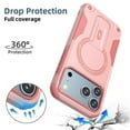 thumbnail image 4 of Magnetic Case for iPhone 17 Pro Max 6.9" Compatible with MagSafe, Invisible Kickstand, Rugged Shockproof Phone Cover,Pink,For iPhone 17 Pro Max, 4 of 7