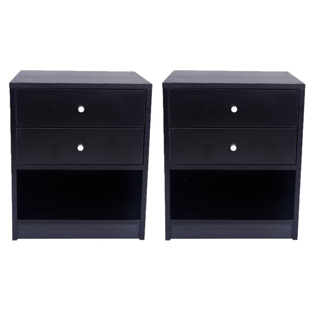 Fch Ubesgoo 2 Drawers Wooden Nightstand Set Of 2 Walmart Com Walmart Com