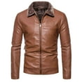 thumbnail image 6 of Maoxin Men's Jacket Men's Lapel Leather Jacket Casual Loose Men's Leather Jacket Solid Color Long Sleeved Hooded Casual Jacket/jacket Khaki 5XL, 6 of 6