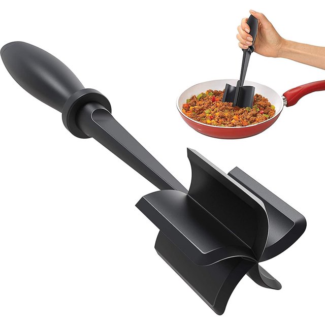 Picadora de carne, picadora de hamburguesas negra resistente al calor, machacadora de carne ergonómica, trituradora de carne molida, herramienta de cocina para picar carne molida, pavo y
