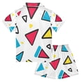 thumbnail image 2 of FORMRS Kids Short Sleeve Top and Pants Pajama Set Unisex Satin 2-Piece Sleepwear, Sizes 7-8Y, Red Triangles, 2 of 8