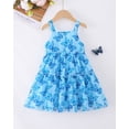 thumbnail image 3 of 2T Baby Girls Dress 3T Girls Sleeveless Dress Butterfly Print Toddler Girls Summer Floral Dress Suspender Dress Blue, 3 of 8