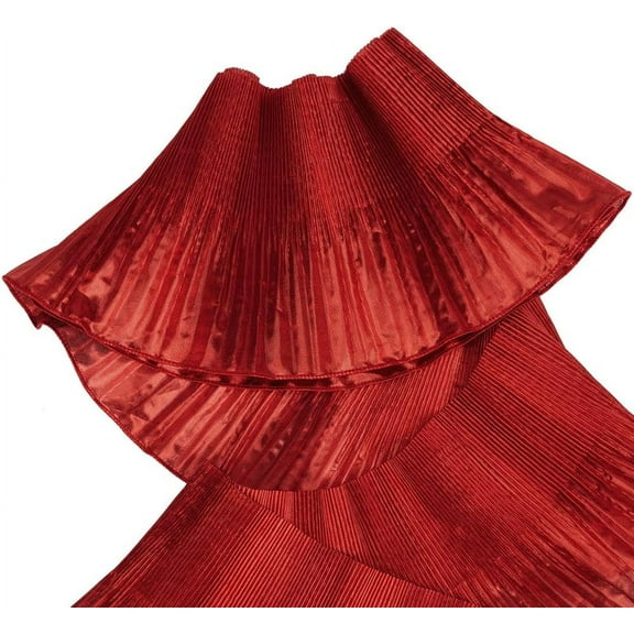 3 Yards 3D Gradient Pleated Ruffle Lace Trim 6.1inch Wide Red Chiffon Decorative Ombre Tulle for Bridal Wedding Sewing Craft Decor