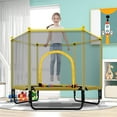 thumbnail image 2 of 5ft Trampoline for Kids with Safety Enclosure Net, Stainless Steel Outdoor Indoor Mini Recreational Trampoline for Toddlers Boys Girls Birthday Gift, Pure Yellow, 2 of 8