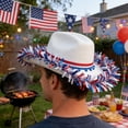 thumbnail image 5 of Independence Day Cowboy Hat - White Woollen Festival Hat (40x30x14cm) with Patriotic Red White Blue Stripes for July 4th Parades & Party Photography Prop, 5 of 6