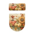 thumbnail image 2 of HELLHERO Bathroom Set Toilet Cover 2 Piece Fashion Holiday Dressing for Hotel Home, Elastic Edge, Autumn Pumpkins and Sunflowers, 2 of 8