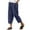 Navy, variant on Lenpel Women's Capri Pants Loose Elastic High Waisted Side Button Wide Leg Tapered Trousers Cropped Casual Pants with Pockets
