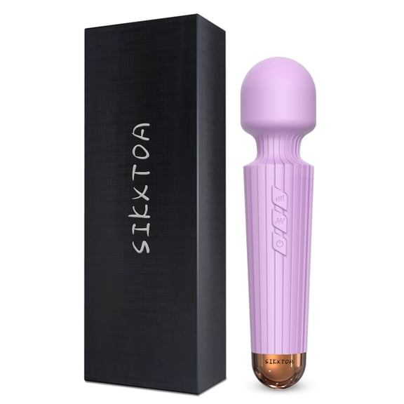 SIKXTOA Mini Vibrator, 8 Speeds 20 Patterns, G Spot Massage Wand, Clitoral Stimulator, Dildo, Sex Toys- Rechargeable Handheld Powerful Silent Waterproof, Female Adult Toys (Stripe Lavender)