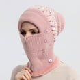 thumbnail image 2 of Aoochasliy Winter Scarfs Christmas Clothes Woman's Warm Neck Guard Head Guard Knitted Hat Scarf Mask In One Hairball Woolen Cap, 2 of 7