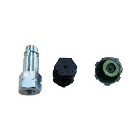 FJC R-1234yf Aluminum straight adapter with JRA Valve core with cap 1/8 NPT F M9 x 1