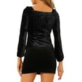 thumbnail image 3 of INSPIRE CHIC Women's Velvet Square Neck Long Sleeve Blouses S Black, 3 of 7