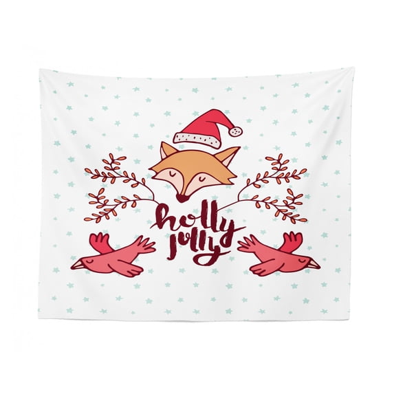 Christmas Tapestry, Funny Zebra with Santa Hat Modern Design Xmas Design Contemporary Art, Fabric Wall Hanging Decor for Bedroom Living Room Dorm, 2 Sizes, Pale Blue Dark Grey, by Ambesonne