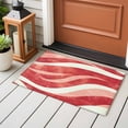 thumbnail image 4 of 2x3 Ft Entryway Area Rug, Red Waves Kitchen Rug Runner Washable Floor Mat, Ombre Sea Ripples Shabby Beach Non Slip Indoor Door Mat Throw Carpet for Bathroom Living Room Bedroom, 4 of 8