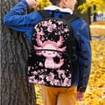 thumbnail image 3 of Yuyamidu Axolotl Backpack with Lunch Box for Kids Girls 7-8 Cherry Blossom Bookbag for Middle School 5th Grade Book Bag + Lunch Bag + Pencil Case + Water Bottle Holder with Strap, 4 in 1, 3 of 7