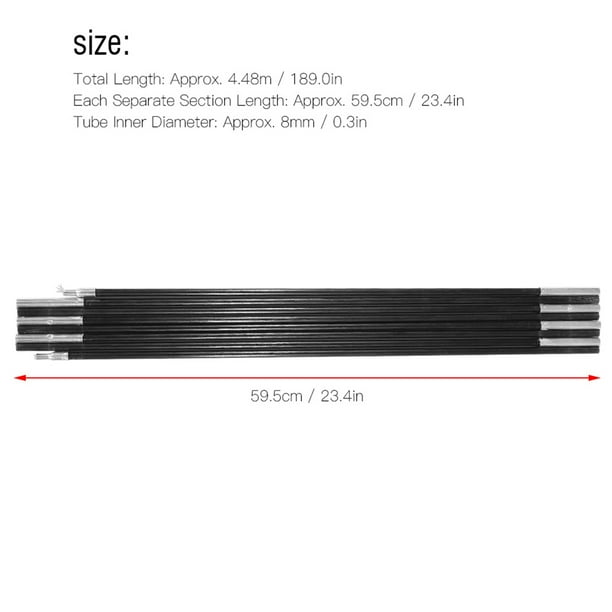 Gettimore Poteau De Tente Pliable En Fibre De Verre - 5,5 M De Long - Tube De Réparation Pour Auvent Extérieur, Abri De Pluie (5,49 M