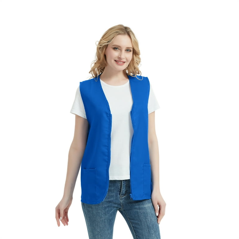 Blue sleeveless vest sale