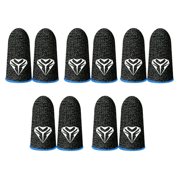Yingyy 5 Pairs Mobile Phone Gaming Fingertip Sleeves Anti-Fingerprint Covers Oil-proof Breathable 24Pin Knitted Reusable Gloves Blue