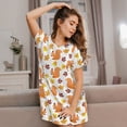 thumbnail image 3 of Pofeuu Cartoon Squirrel Print Women's Loose Fit Short Sleeve Nightgown, Comfortable Sleep Dress for Women, Casual Lounge Sleepwear, Soft Cotton Sleep Dress, 3 of 6
