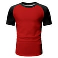 thumbnail image 5 of Men's T-Shirts Soft Summer Short Sleeve Sports Color Block Raglan Sleeves Round Neck Casual Breathable T Shirt, 5 of 5