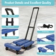 thumbnail image 2 of BAOKALER Folding Hand Truck, Heavy Duty Dolly Cart, Push Dolly Cart Foldable Platform with 6 Wheels, Blue, 2 of 11