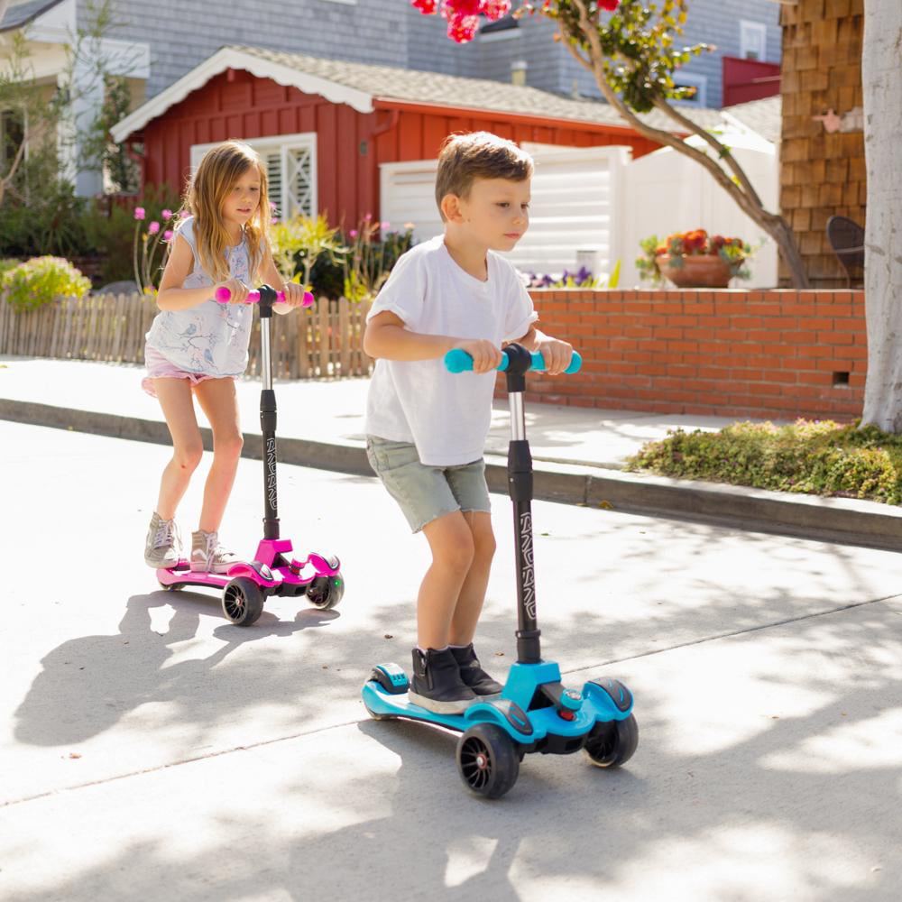 6KU 3 Wheels Kick Scooter for Kids Pink Adjustable Height Boys And Girls