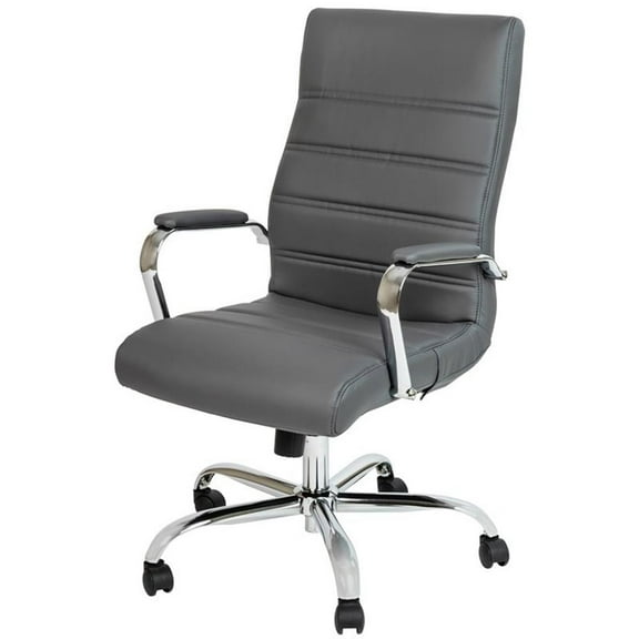 Scranton & Co Contemporary Leather High Back Office Chair in Gray