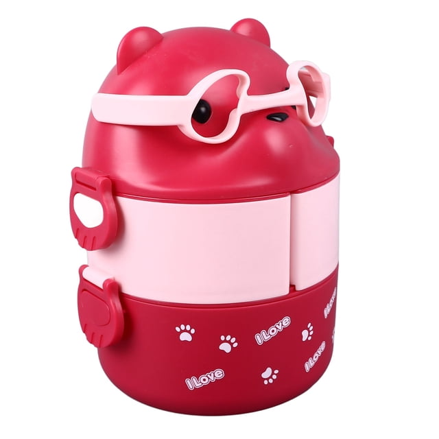 Bear Lunch Box with Silicone Airtight Lid for Hot and Cold Foods, Portable Leakproof Container for School, Work, Camping