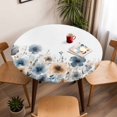 thumbnail image 5 of Watercolor Flowers Elastic Fitted Round Table Cover Ombre Blue Brown Waterproof Outdoor Tablecloth for Holiday Party, Picnic, Patio & Dining Fits Tables Up to 36"-44", 5 of 8