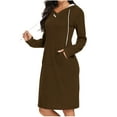 thumbnail image 2 of QUINDOS Summer Dresses for Women 2025 Casual Sweater V-neck Long Sleeve Sweatshirt Dresses Solid Color Pockets Cotton Knee Length Mini Dresses for Women, 2 of 6