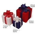 thumbnail image 3 of Set of 3 LED Lighted Christmas Gift Boxes in Red Blue White, Pre-lit LED Light Present Boxes with Bows, Battery Powered Indoor Outdoor Holiday Decor for Tree Yard, 3 of 7