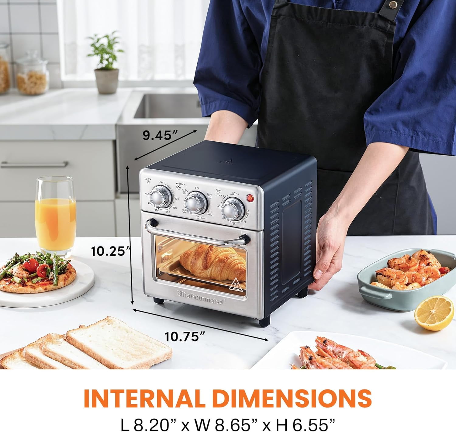 EAF0852SS 8.5Qt Air Fryer Oven with Stainless Steel Finish and Convection Technology