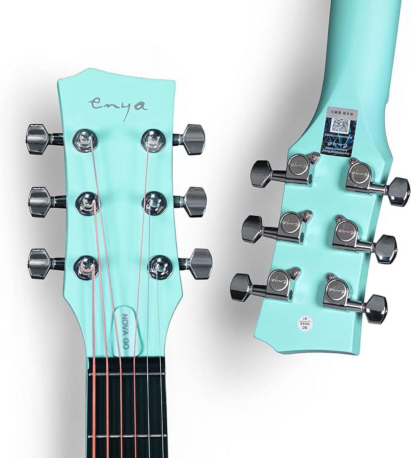 Enya Nova Go Carbon Fiber Acoustic Guitar 1/2 Size Beginner Adult Travel Acustica Guitarra w/Starter Bundle Kit of Colorful Gift Packaging, Acoustic Guitar Strap, Gig Bag, Cleaning Cloth(Blue)